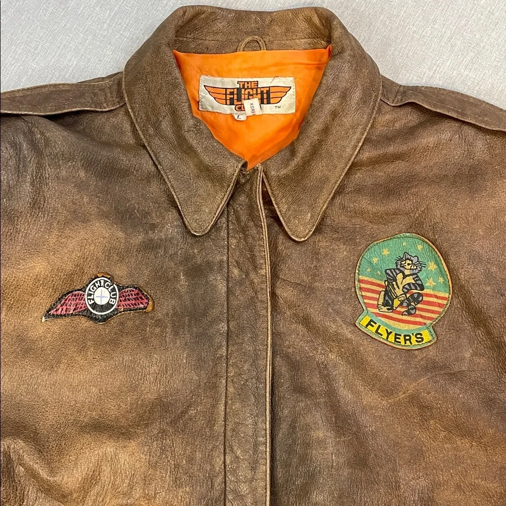 Vintage Flight Club Leather Aviator Bomber Jacket Men’s Size Large Top Gun